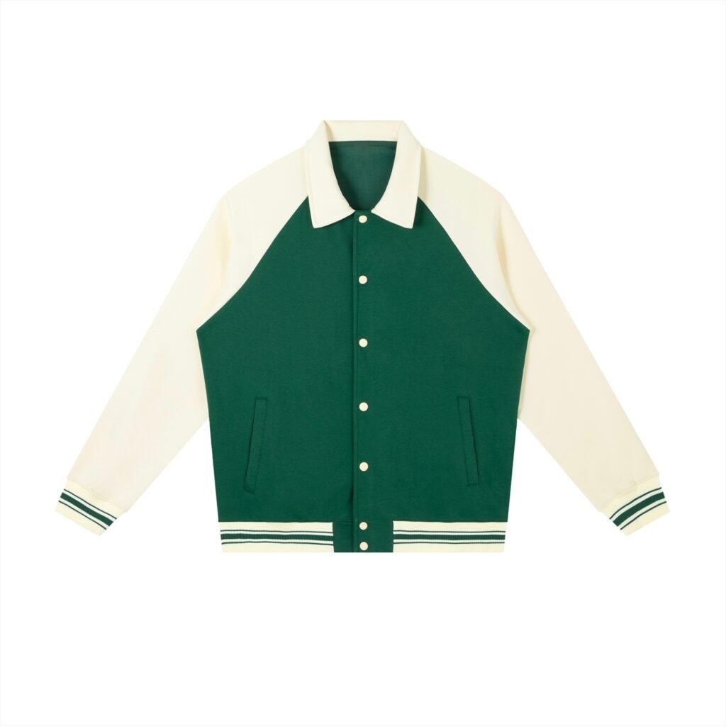 Contrast Raglan Sleeve Baseball Jacket